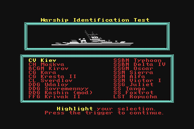 Red Storm Rising screenshot 3 for Commodore 64